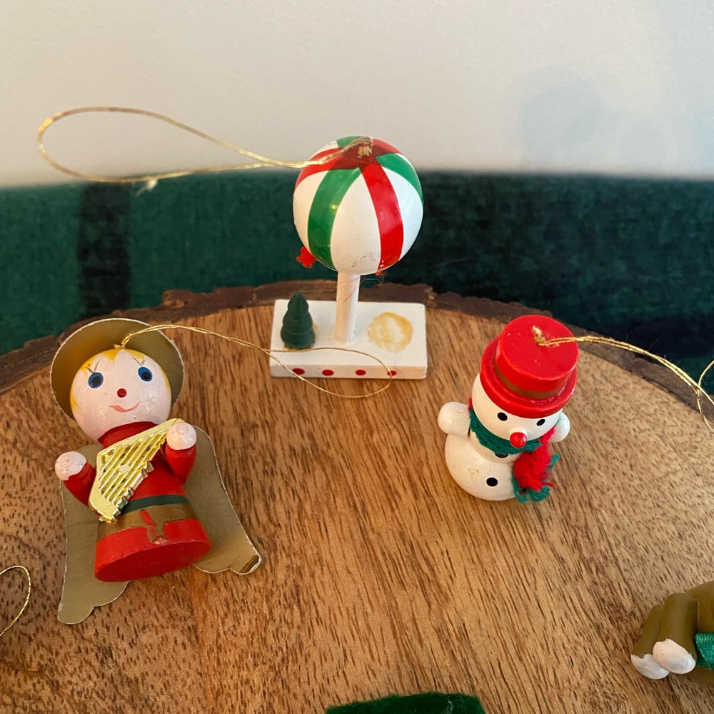 Vintage Wooden Hand Painted Christmas Ornaments Made In Germany Arts And Crafts - Picture 4 of 11
